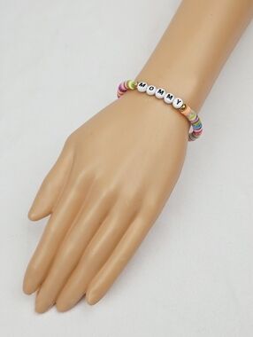 Handmade Clay Bead Multi Color Mommy Bracelet